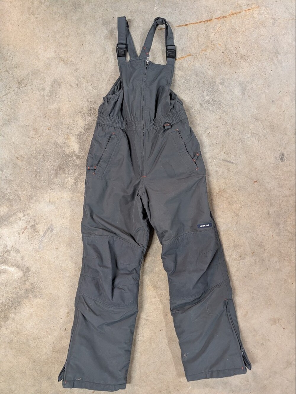 Lands' End Boy's Charcoal Cargo Bib Snow Pants